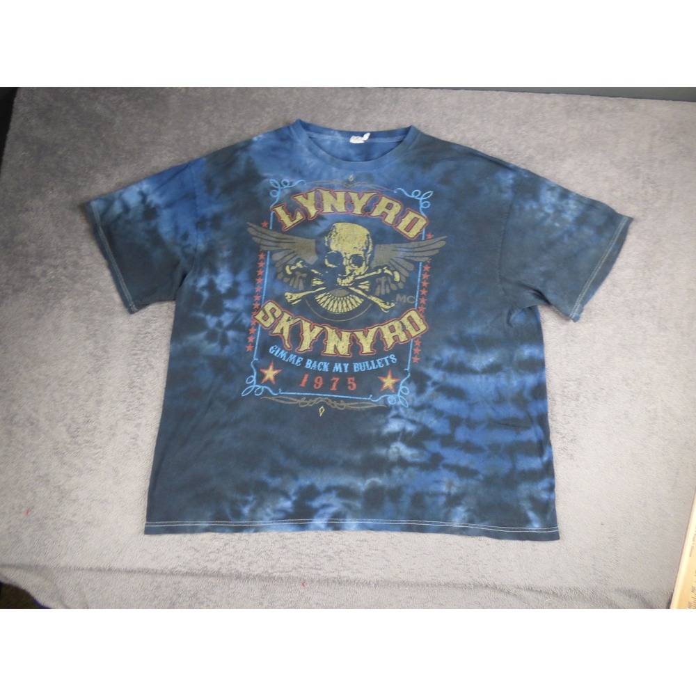 Lynyrd Skynyrd Shirt Mens XL Blue Tie Dye Gimme Back My Bullets 1975 Graphic Tee